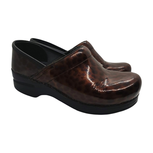 Dansko Women's Professional Leopard Print Clog Tortoise Shell Patent 6.5-7 - Picture 7 of 12